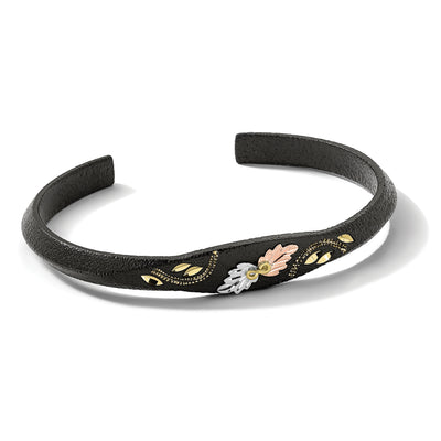 Landstrom's Mt. Rushmore Black Hills Base Metal Black Powder Coated with 10K Tri-color Accents Bangle