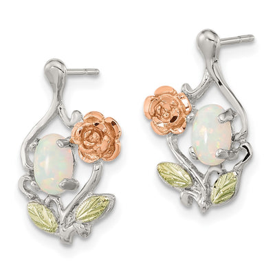 Landstrom's Mt. Rushmore Black Hills Sterling Silver 12K Gold Accents Rose and Lab Created White Opal Spring Ring Clasp Necklace