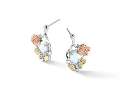 Landstrom's Mt. Rushmore Black Hills Sterling Silver 12K Gold Accents Rose and Lab Created White Opal Spring Ring Clasp 