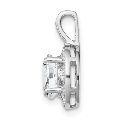 Sterling Silver Rhodium-plated Diam. & White Topaz Pendant, 16 x 9mm