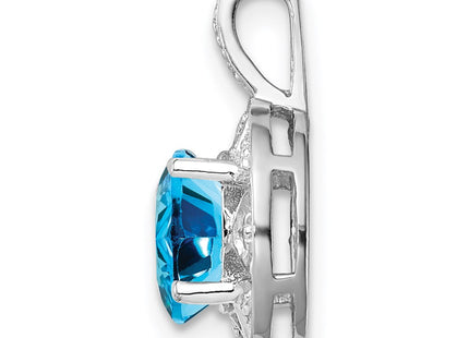 Sterling silver blue topaz pendant, alternate view