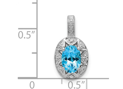 Sterling silver blue topaz pendant, further view
