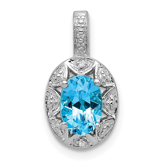 Sterling silver blue topaz pendant