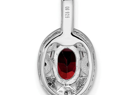 Sterling Silver Rhodium-plated Diam. & Garnet Pendant (Style QBPD10JAN)