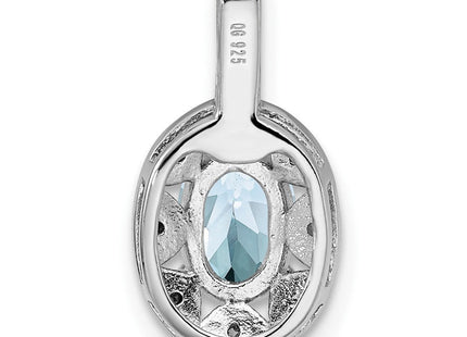 Sterling Silver Rhodium-plated Diam. & Aquamarine Pendant (Style QBPD10MAR)