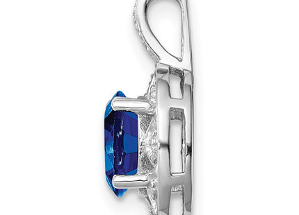 Sterling silver sapphire pendant, alternate view