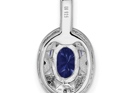 Sterling silver sapphire pendant, another view
