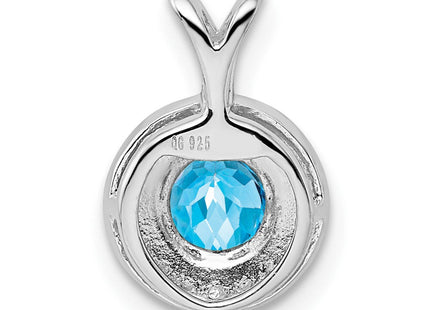 Sterling Silver Rhodium-plated Diam. & Blue Topaz Pendant (Style QBPD11DEC)