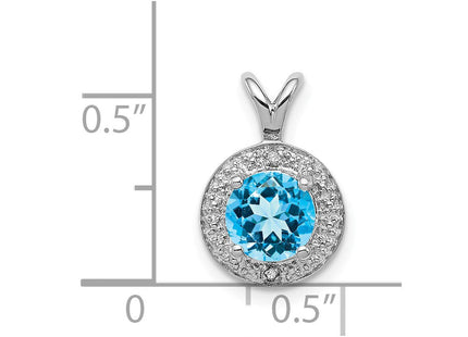 Sterling Silver Rhodium-plated Diam. & Blue Topaz Pendant (Style QBPD11DEC)