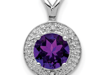 Sterling Silver Rhodium-plated Diam. & Amethyst Pendant (Style QBPD11FEB)