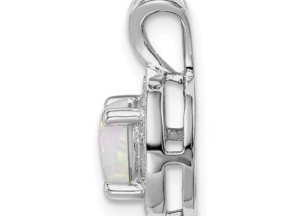 Sterling Silver Rhodium-plated Diam. & Created Opal Pendant (Style QBPD11OCT)