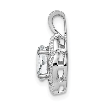 Sterling Silver Rhodium-plated Diam. & White Topaz Pendant, 16 x 10mm