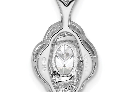 Sterling Silver Rhodium-plated Diam. & White Topaz Pendant (Style QBPD12APR)