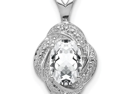 Sterling Silver Rhodium-plated Diam. & White Topaz Pendant (Style QBPD12APR)