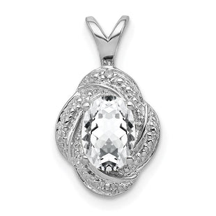 Sterling Silver Rhodium-plated Diam. & White Topaz Pendant (Style QBPD12APR)