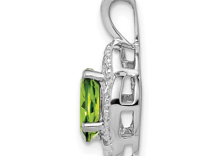 Sterling Silver Rhodium-plated Diam. & Peridot Pendant (Style QBPD12AUG)