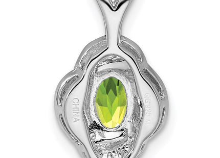 Sterling Silver Rhodium-plated Diam. & Peridot Pendant (Style QBPD12AUG)