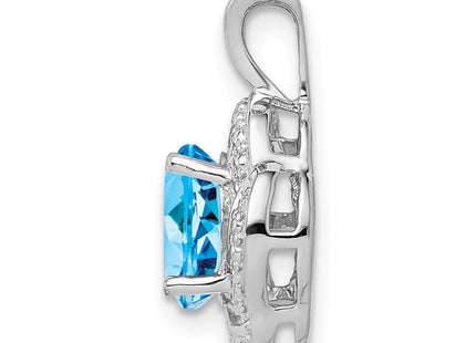 Sterling silver blue topaz pendant, alternate view