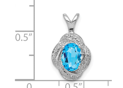 Sterling silver blue topaz pendant, another view