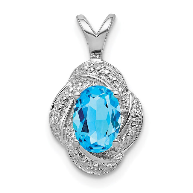Sterling silver blue topaz pendant