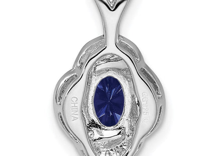 Sterling Silver Rhodium-plated Diam. & Created Sapphire Pendant (Style QBPD12SEP)