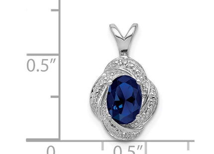 Sterling Silver Rhodium-plated Diam. & Created Sapphire Pendant (Style QBPD12SEP)