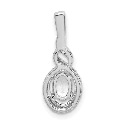 Sterling Silver Rhodium-plated White Topaz & Diam. Pendant, 13 x 7mm