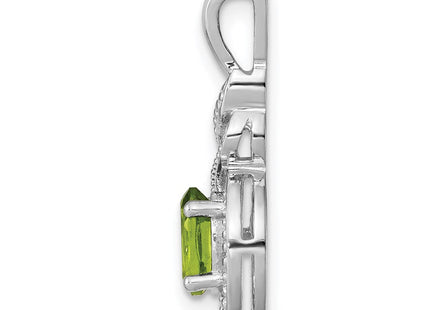 Sterling Silver Rhodium-plated Peridot & Diam. Pendant (Style QBPD18AUG)