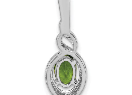Sterling Silver Rhodium-plated Peridot & Diam. Pendant (Style QBPD18AUG)