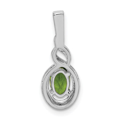 Sterling Silver Rhodium-plated Peridot & Diam. Pendant, 13 x 7mm