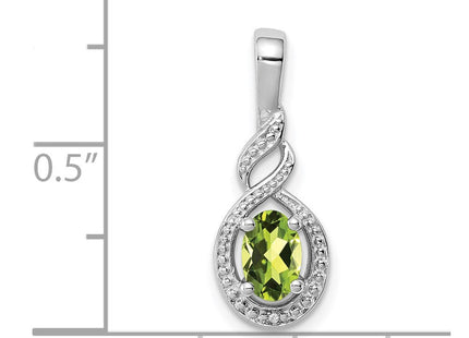 Sterling Silver Rhodium-plated Peridot & Diam. Pendant (Style QBPD18AUG)