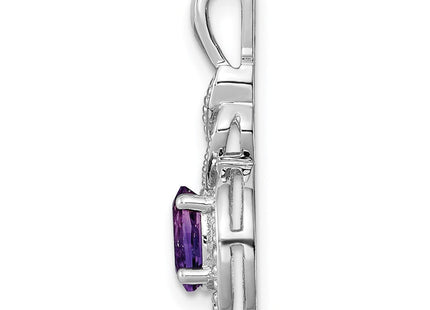 Sterling Silver Rhodium-plated Amethyst & Diam. Pendant