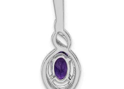 Sterling Silver Rhodium-plated Amethyst & Diam. Pendant