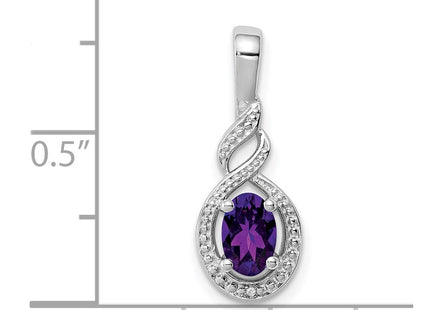 Sterling Silver Rhodium-plated Amethyst & Diam. Pendant