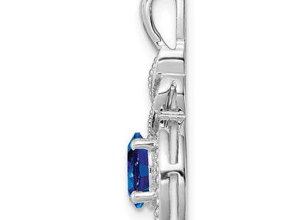 Sterling silver sapphire pendant, alternate view