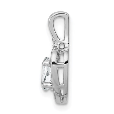 Sterling Silver Rhodium-plated White Topaz & Diam. Pendant, 16 x 10mm