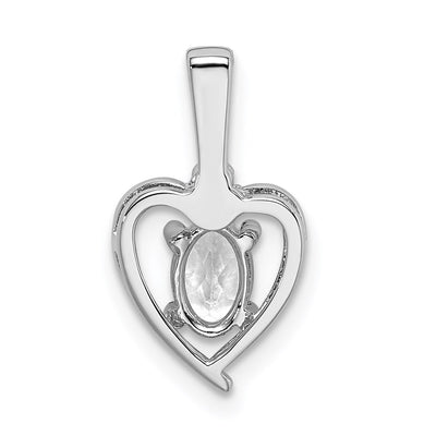 Sterling Silver Rhodium-plated White Topaz & Diam. Pendant, 16 x 10mm