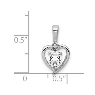 Sterling Silver Rhodium-plated White Topaz & Diam. Pendant, 16 x 10mm