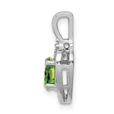 Sterling Silver Rhodium-plated Peridot & Diam. Pendant, 16 x 10mm