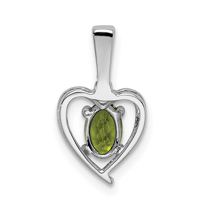 Sterling Silver Rhodium-plated Peridot & Diam. Pendant, 16 x 10mm