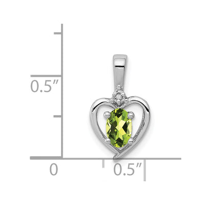 Sterling Silver Rhodium-plated Peridot & Diam. Pendant, 16 x 10mm