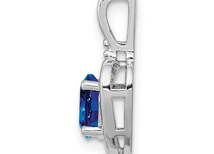 Sterling silver sapphire pendant, alternate view