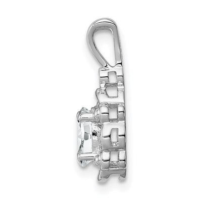 Sterling Silver Rhodium-plated White Topaz & Diam. Pendant, 17 x 8mm