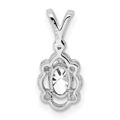 Sterling Silver Rhodium-plated White Topaz & Diam. Pendant, 17 x 8mm