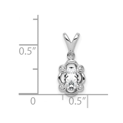 Sterling Silver Rhodium-plated White Topaz & Diam. Pendant, 17 x 8mm