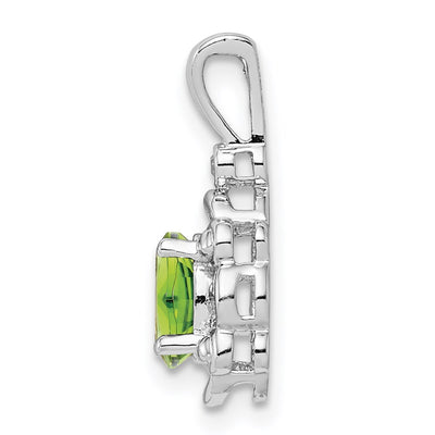 Sterling Silver Rhodium-plated Peridot & Diam. Pendant, 17 x 8mm