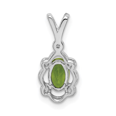 Sterling Silver Rhodium-plated Peridot & Diam. Pendant, 17 x 8mm