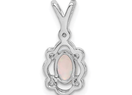 Sterling Silver Rhodium-plated Created Opal & Diam. Pendant (Style QBPD21OCT)