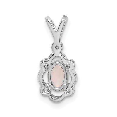 Sterling Silver Rhodium-plated Created Opal & Diam. Pendant, 17 x 8mm