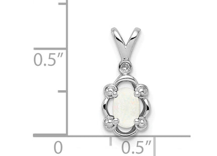 Sterling Silver Rhodium-plated Created Opal & Diam. Pendant (Style QBPD21OCT)